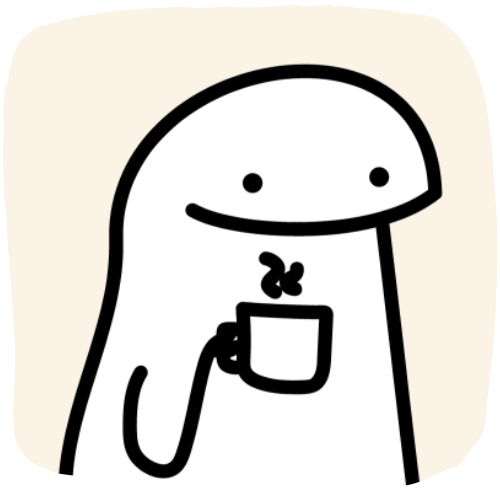 meme flork sorrindo e segurando um café para se preparar para ligar pra central de atendimento ao cliente