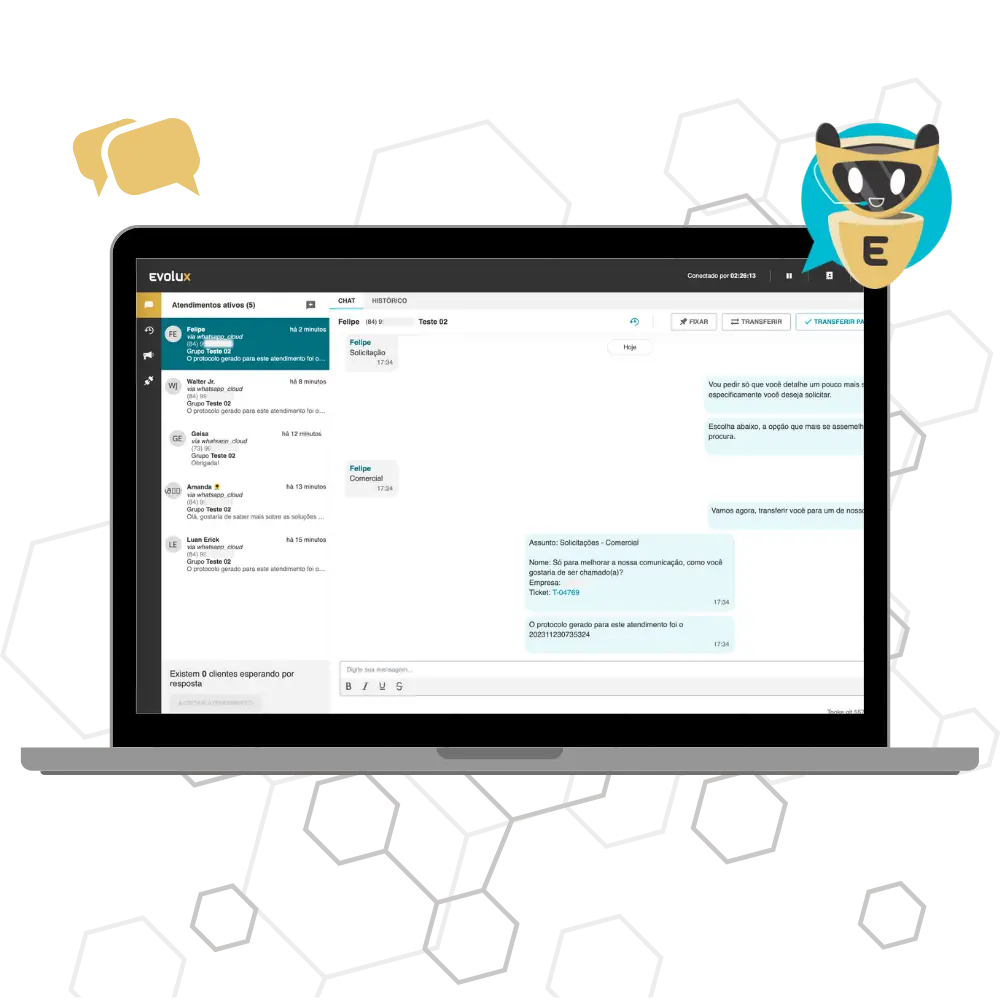 Site - evolux chat mockup